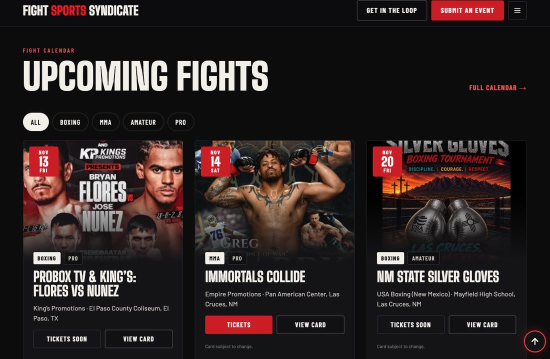 Fight Sports Syndicate website